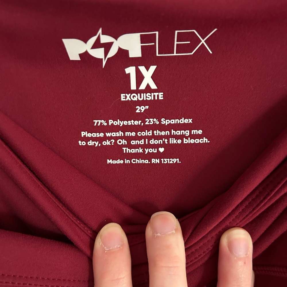 POPFLEX Crisscross Hourglass Flared Leggings with Pockets - Ruby - Picture 3 of 5